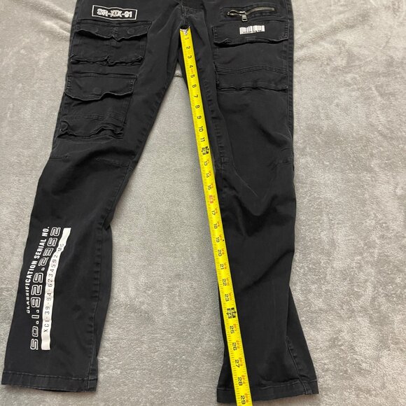 Decibel Jeans Mens 38x32 Black Cargo Slim Straight Graphics - Picture 5 of 13